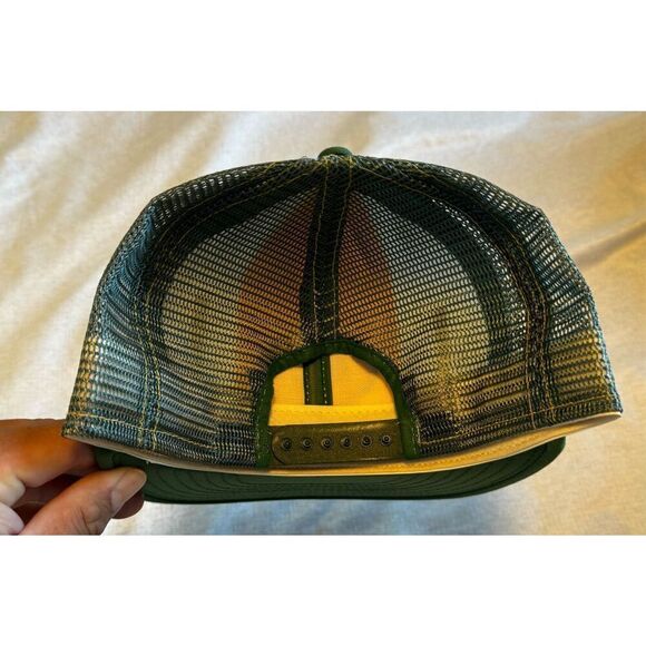 Green Bay Packers Vintage AJD Lucky Stripes Mesh Snap Trucker Hat Cap - Picture 4 of 5